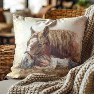 Coussin Cheval rustique enfant dormant ferme de campagne