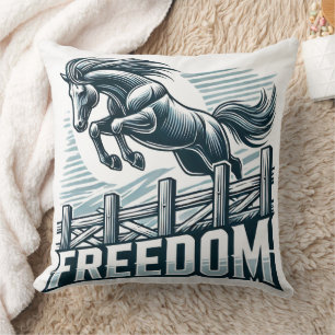 Coussin Cheval sautant par-dessus le mur de la liberté