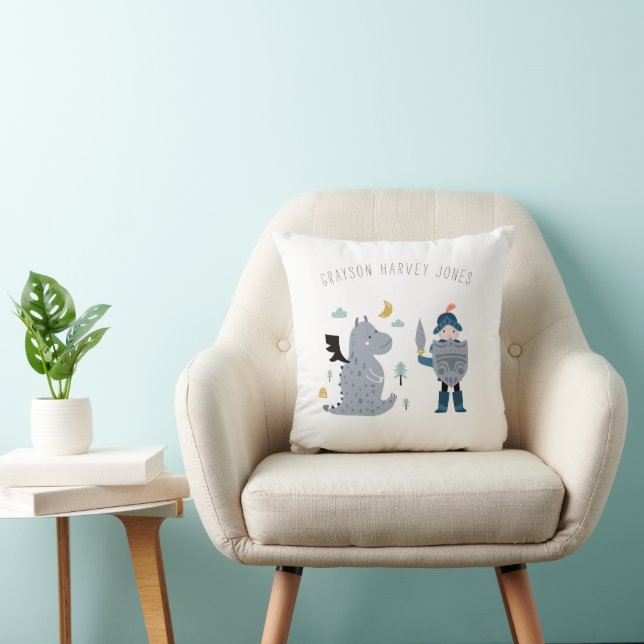 Coussin Chevaliers et Dragons Personnalisés (Chaise)