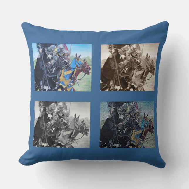 Coussin chevaliers médiévaux jouant sur l'art historique d (Recto)