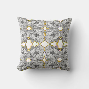 Coussin Chevauchement géométrique Abstrait Argent et Or