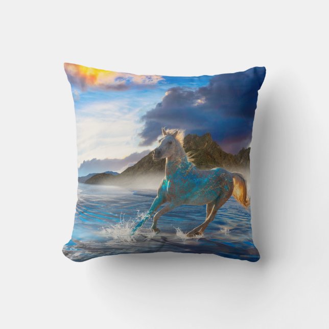 Coussin Chevaux arabes de l'île Stellar #2 (Recto)