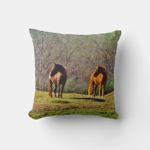 Coussin Chevaux brun foncé et brun clair