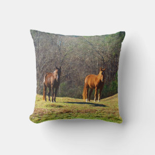 Coussin Chevaux brun foncé et brun clair