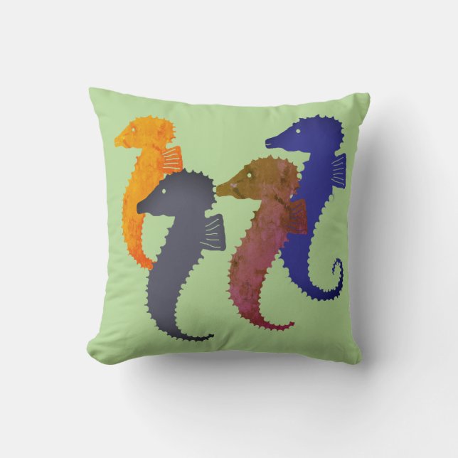 Coussin - Chevaux de mer colorés (Recto)