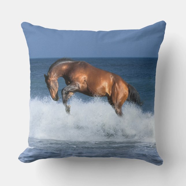 Coussin Chevaux d'imaginaire : Selle Francais et mer (Recto)