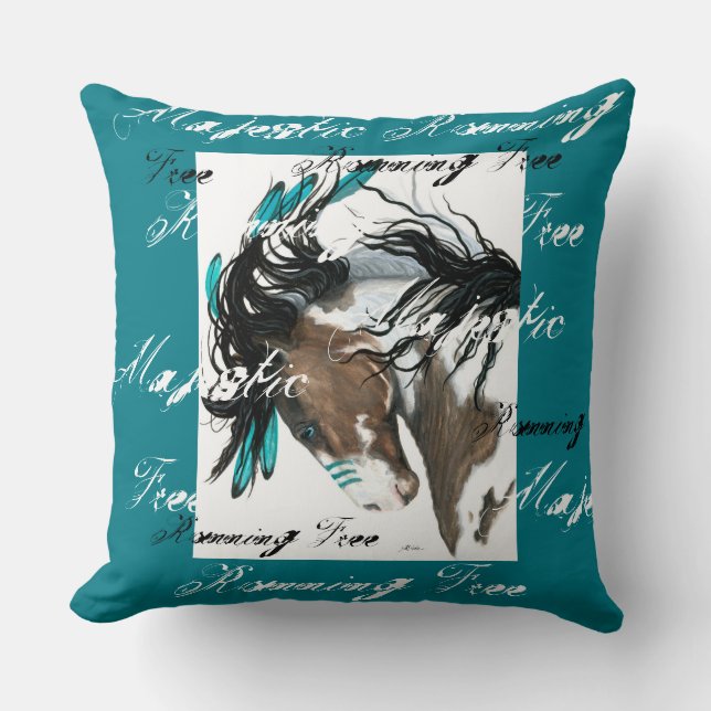 Coussin Chevaux sauvages Courir gratuitement Cheval Coussi (Recto)