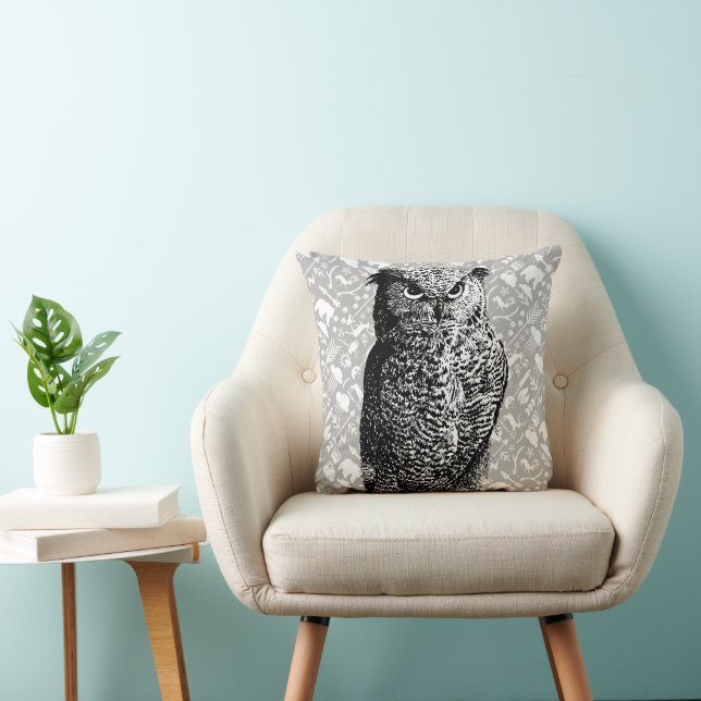 Coussin Chevêche gris Ours Cerf Flèche Motif Nouveau bébé  (Chaise)