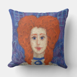 Coussin Cheveux rouges, fille gingembre rococo fibre art b