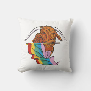 Coussin Chèvre avec drapeau arc-en-ciel