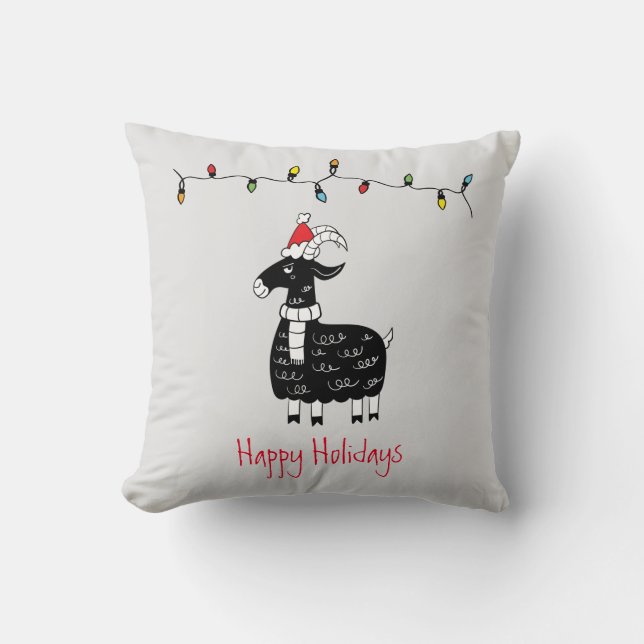 Coussin Chèvre de Noël lunatique (Recto)