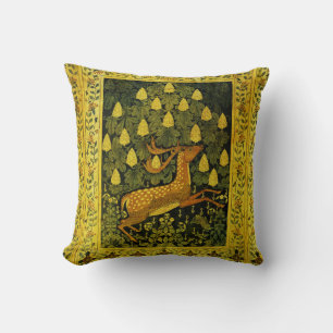 Coussin CHÈVRE FLEUVE, FLEURS CHESTNUT TREE vert Jaune