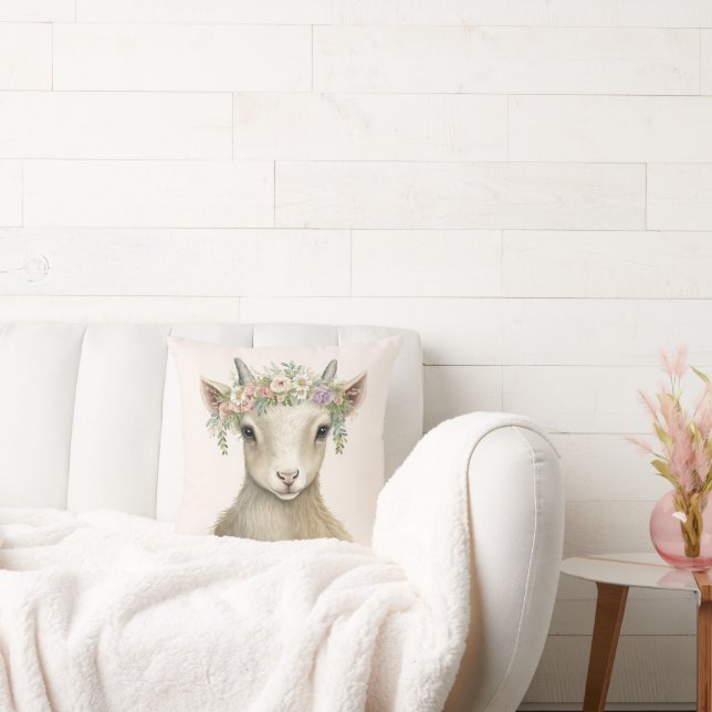 Coussin Chèvre Floral Animal Boho (Canapé)