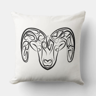 Coussin Chèvre tribale noire et blanche / Mouton