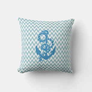 Coussin Chevron avec Faux Parties scintillant Ancre