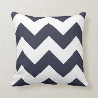 Coussin Chevron avec Navy Blue Zigzag