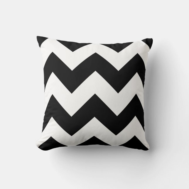 Coussin Chevron avec Zigzag noir et blanc (Recto)