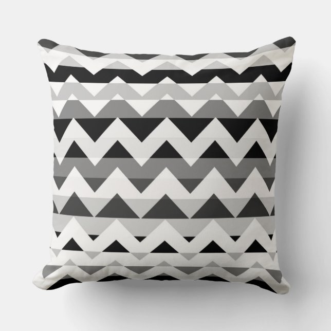 Coussin Chevron blanc et gris Zigzag (Recto)