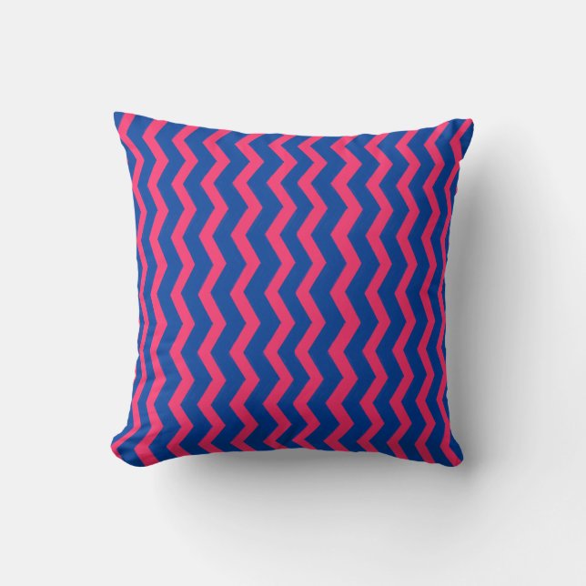 Coussin Chevron Bleu Rose (Recto)