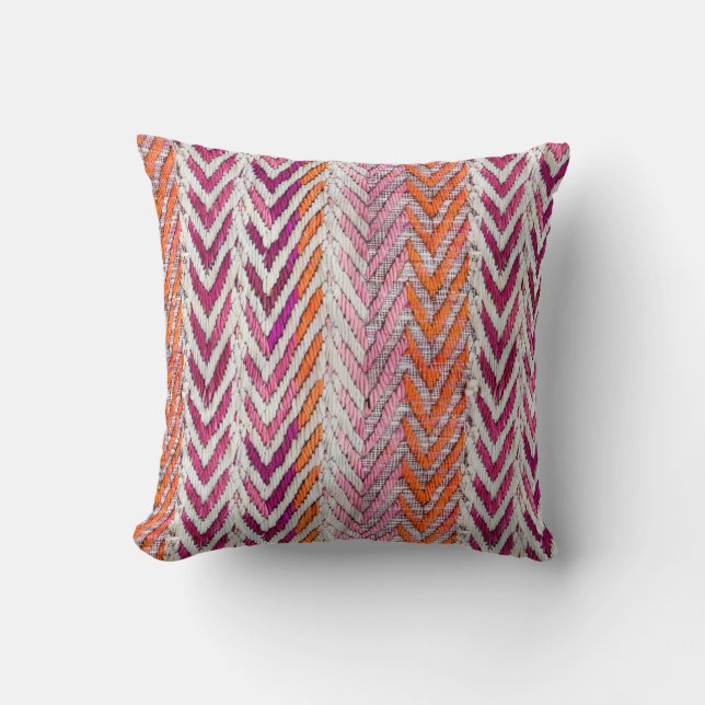 Coussin chevron chic crème orange (Recto)