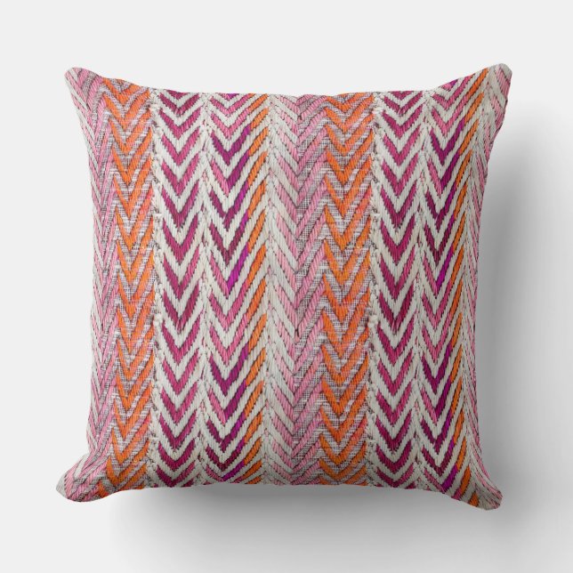 Coussin chevron chic crème orange (Recto)