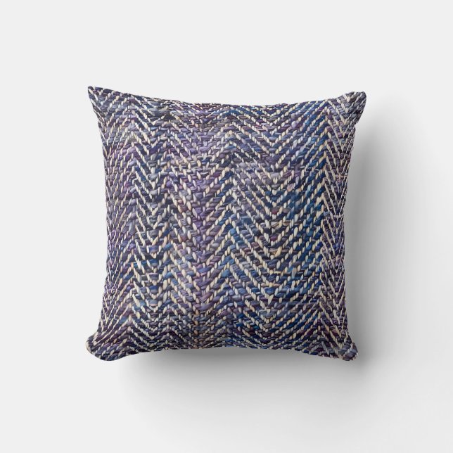 Coussin chevron chic crème pourpre (Recto)
