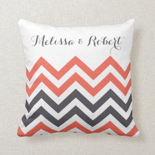 Coussin Chevron, le couple de l'anniversaire Mariage moder