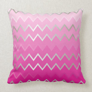 Coussin Chevron métallique rose