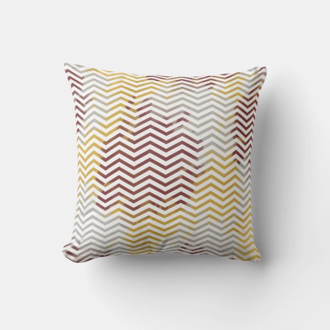 Coussin Chevron Motif Abstrait Red Gold Splotches (Recto)
