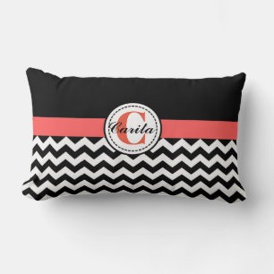 Coussin Chevron noir/blanc monogramme