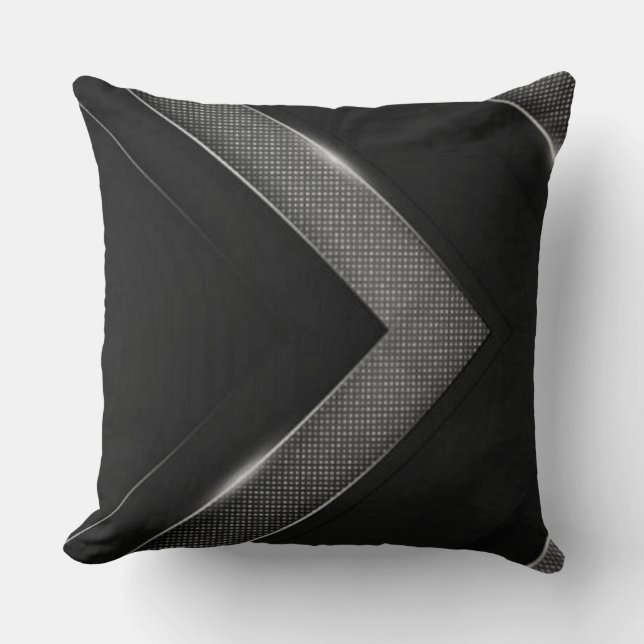 Coussin Chevron noir et gris (Recto)