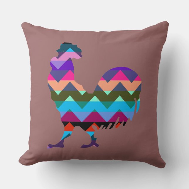 Coussin Chevron Rooster Motif (Recto)