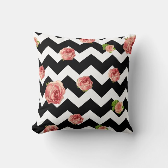 Coussin Chevron rose de l'oreiller à lancer (Recto)