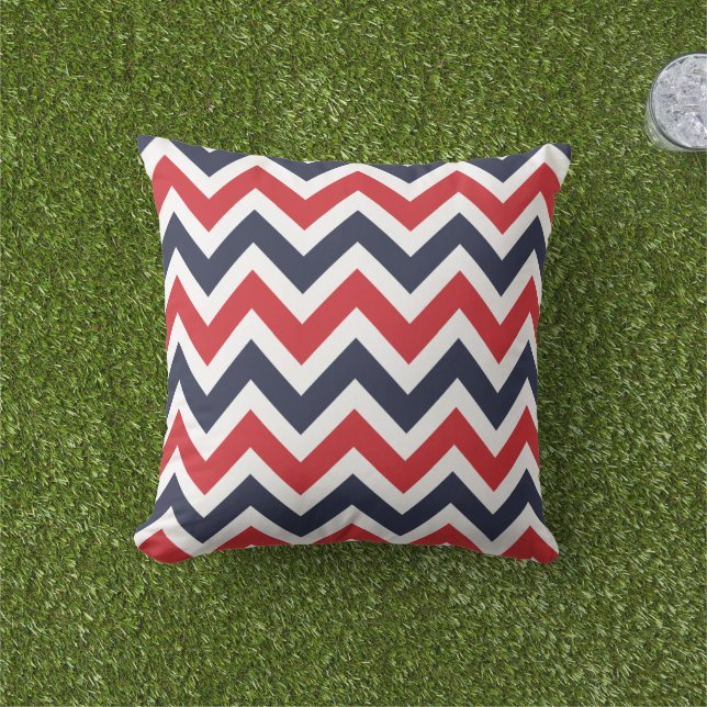 Coussin Chevron rouge et marine (Herbe)