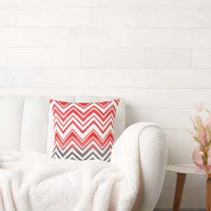 Coussin Chevron rouge gris noir blanc