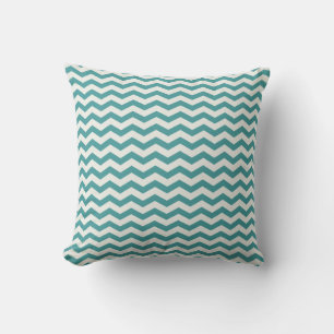 Coussin Chevron Stripe Turquoise et blanc américain MOJO C