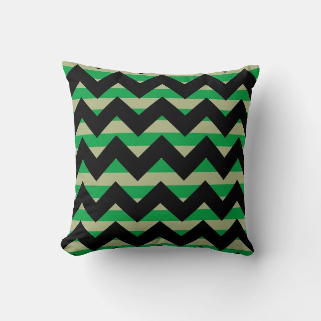 Coussin Chevron Vert Zigzag (Recto)