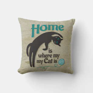 Coussin Chez moi, où est mon chat
