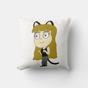 Coussin chibi catgirl