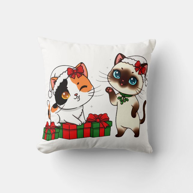 Coussin Chibi Christmas Cats with Presents (Recto)