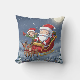 Coussin Chibi Santa et Elfe de Noël mignon