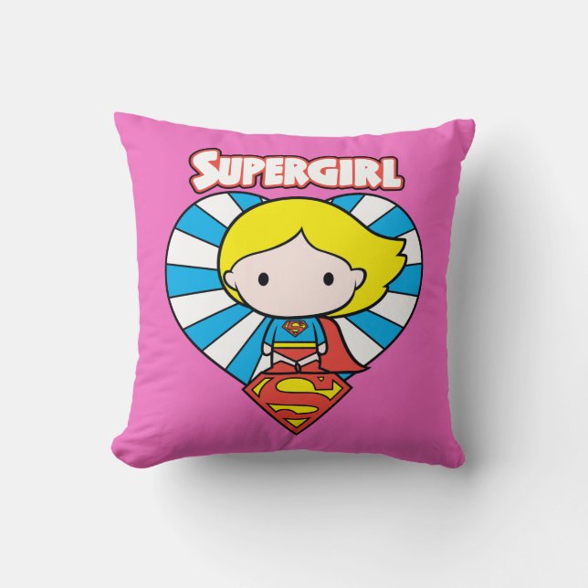 Coussin Chibi Supergirl Starburst Coeur et logo (Recto)