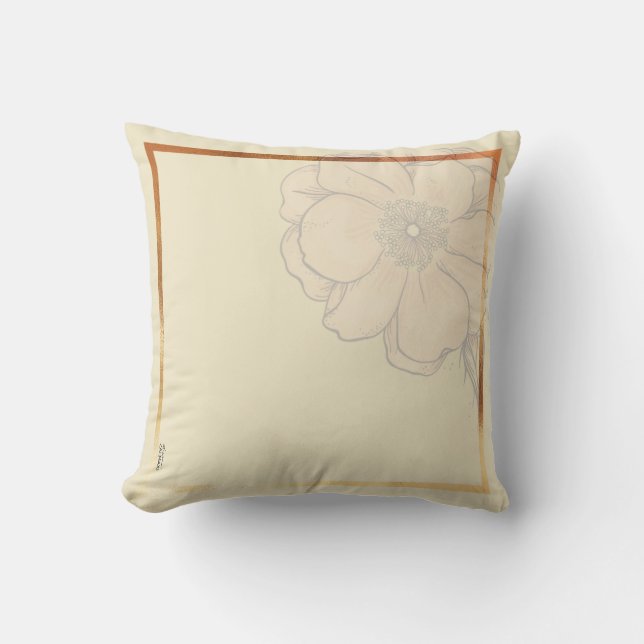 Coussin Chic Abstrait ivoire d'or cadre floral (Recto)