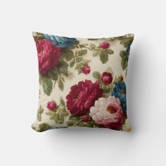 Coussin Chic Botanique Vintage Roses Rustiques Décoratives