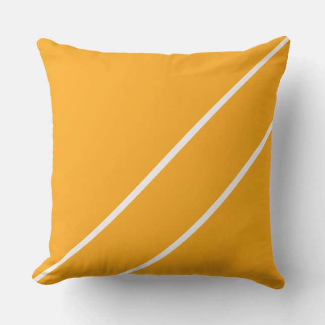 Coussin Chic Bright Golden Yellow White Diagonal Stripes (Recto)