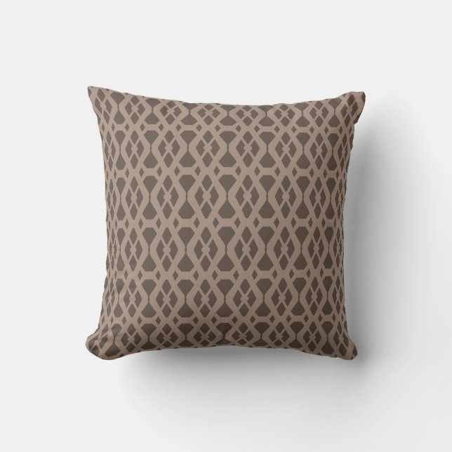 Coussin Chic Brown et Motif en carreau beige (Recto)