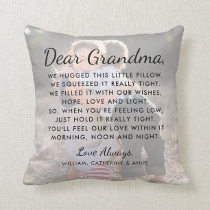 Coussin Chic Cher grand-mère Message Photo Fête des mères