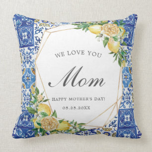 Coussin Chic citron agrumes Mosaïque méditerranéenne Carre