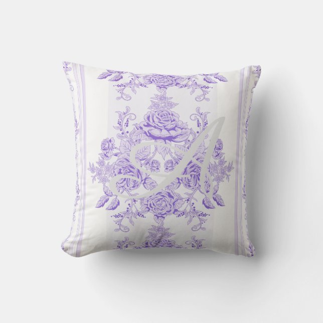 Coussin Chic de Chabby, lavande, toile, motif, floral, Vic (Recto)