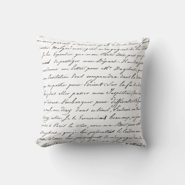 Coussin chic d'écriture de manuscrit français de (Recto)